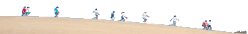 Een groep wandelaars in de duinen (klein)